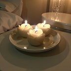 3x Small Rose Pillar Candles Set | Migraine - Safe Soy Coconut Beeswax | Clean Burn Romantic Gift 180g - Bergam Candles