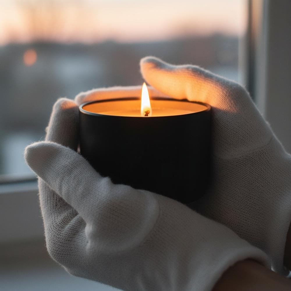 Matte Black Ivory Tin Candle | Luxury Soy Wax Migraine - Safe 180g | ~20h Burn Tin Collection - Bergam Candles