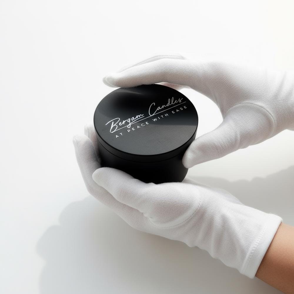 Matte Black Ivory Tin Candle | Luxury Soy Wax Migraine - Safe 180g | ~20h Burn Tin Collection - Bergam Candles