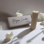 Ribbed Pillar Column Candle | Migraine - Safe Natural Wax Tall 10cm/15cm | Soy Unscented or Beeswax Honey Aroma - Bergam Candles