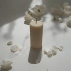 Ribbed Pillar Column Candle | Migraine - Safe Natural Wax Tall 10cm/15cm | Soy Unscented or Beeswax Honey Aroma - Bergam Candles