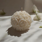 Rose Ball Candle | Migraine - Safe Soy Wax Ball Pillar 180g | ~23h Burn Natural Unscented - Bergam Candles