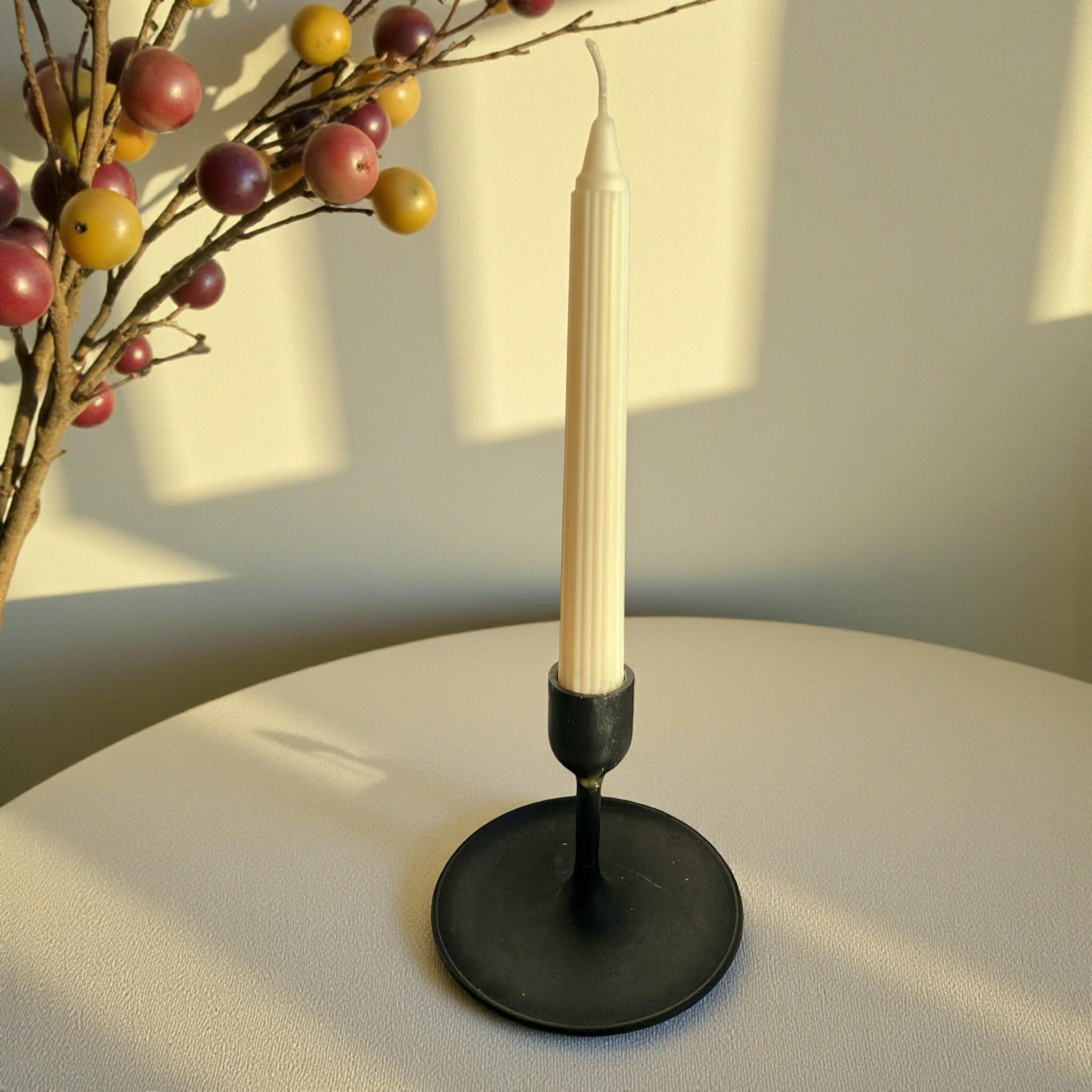 Thin Taper Dining Candles Set | 3/5 Pack Soy Beeswax Migraine - Safe | Elegant Dinner 120g - 200g - Bergam Candles