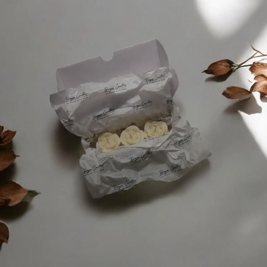 Unscented Natural Wax Candle Bundle | Romantic Rose Heart Gift Set 7pc (570g, 35h) - Bergam Candles