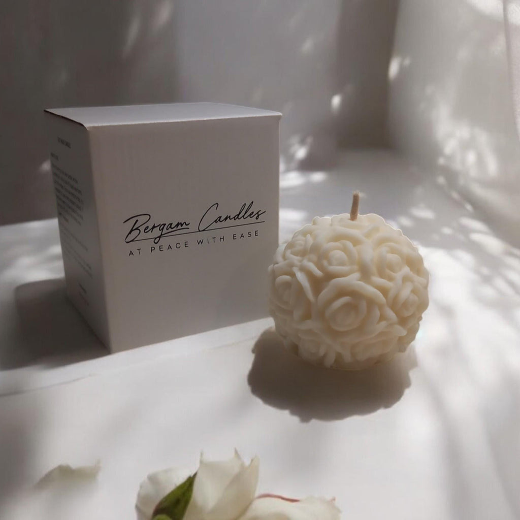 Unscented Natural Wax Candle Bundle | Romantic Rose Heart Gift Set 7pc (570g, 35h) - Bergam Candles