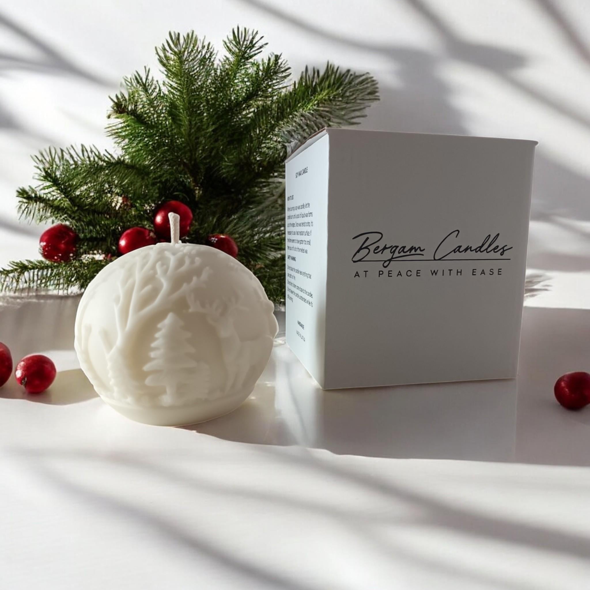 Winter Autumn Candle Gift Set 2pc | Textured Forest Pillars Soy Coconut 40h | Migraine - Safe Bundle - Bergam Candles