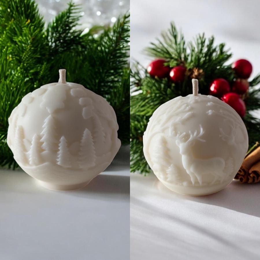 Winter Autumn Candle Gift Set 2pc | Textured Forest Pillars Soy Coconut 40h | Migraine - Safe Bundle - Bergam Candles